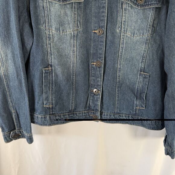 Suzanne Betro Denim Jack Women's 3X Medium Wash Blue Button Up Cotton Blend - Picture 3 of 10